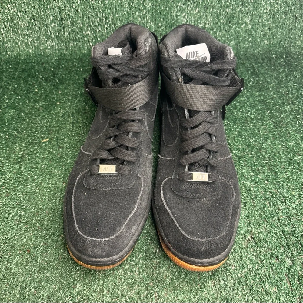 Nike Womens Lunar Force 1 Wedge Black Suede Gum Hidden Heel Sneaker Size 10‎